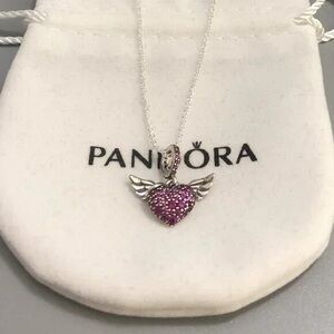 Pandora Pavé Heart & Angel Wings Necklace Length 19.7 in/50cm